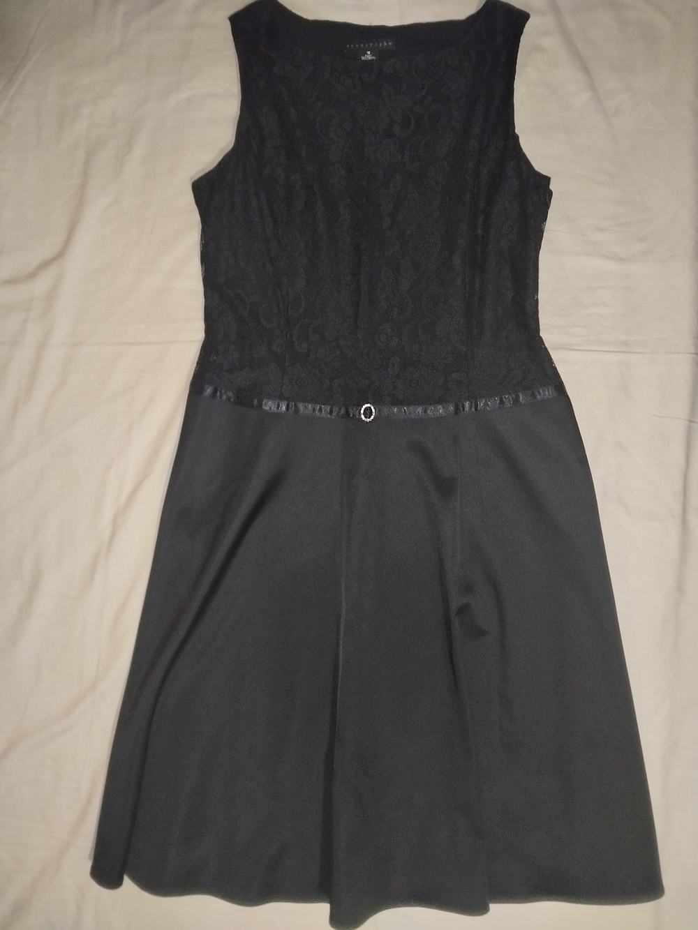 Apostrophe Black Lace-Top Midi Dress